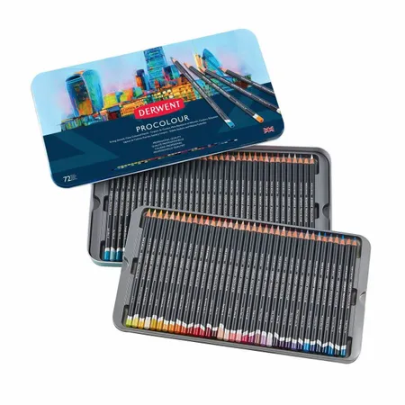 Kit Lapis de Cor Permanente Derwent Procolour Lata 72 Cores