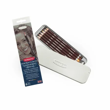 Kit Lapis de Cor Permanente Derwent Coloursoft Lata 6 Cores - Skintones