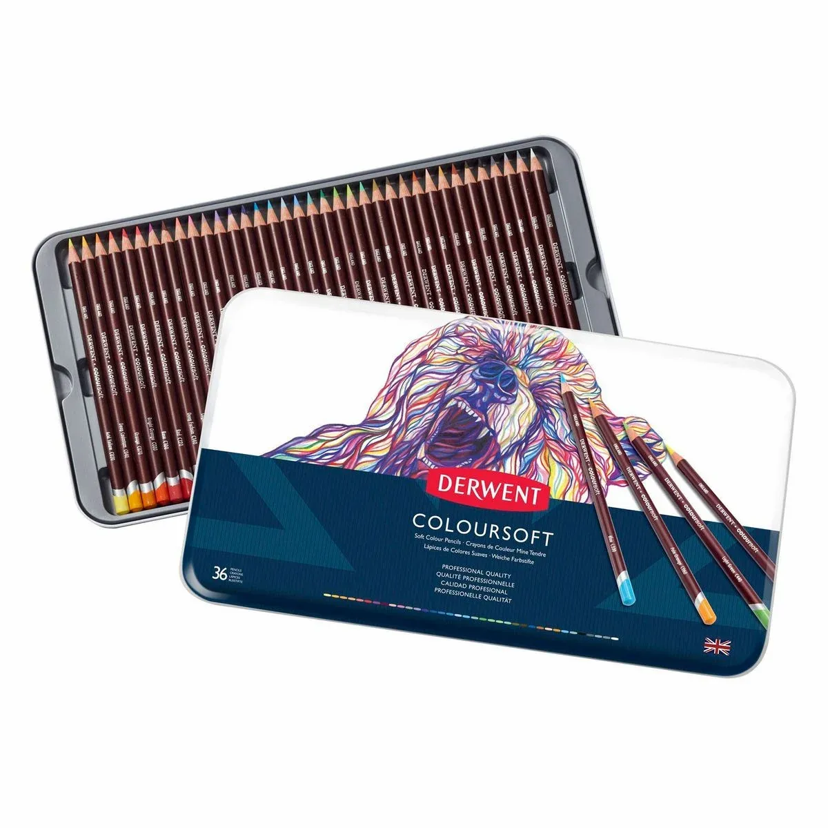 Kit Lapis de Cor Permanente Derwent Coloursoft Lata 36 Cores