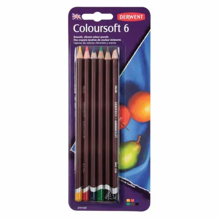 Kit Lapis de Cor Permanente Derwent Coloursoft Blister 6 Cores