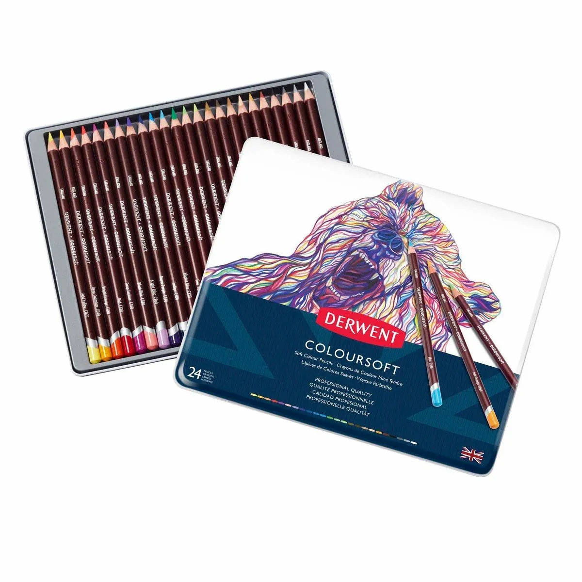Kit Lapis de Cor Permanente Derwent Coloursoft Lata 24 Cores