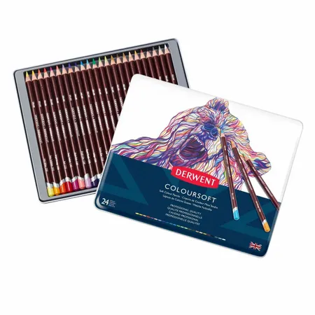 Kit Lapis de Cor Permanente Derwent Coloursoft Lata 24 Cores