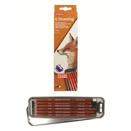 Kit Lapis de Cor Permanente Derwent Drawing Lata 6 Cores