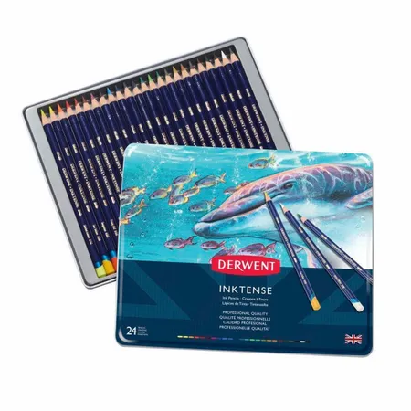 Kit Lapis de Cor Aquarelavel Derwent Inktense Lata 24 Cores