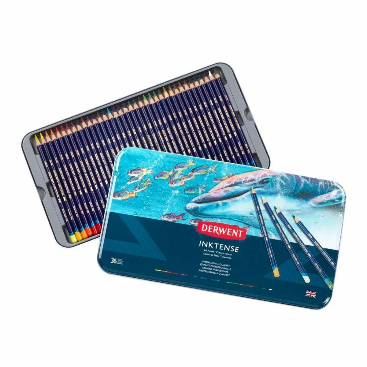 Kit Lapis de Cor Aquarelavel Derwent Inktense Lata 36 Cores