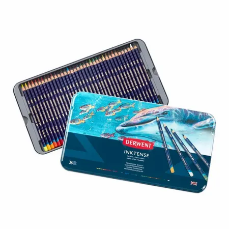 Kit Lapis de Cor Aquarelavel Derwent Inktense Lata 36 Cores