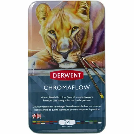 Kit Lapis de Cor Permanente Derwent Chromaflow Lata 24 Cores