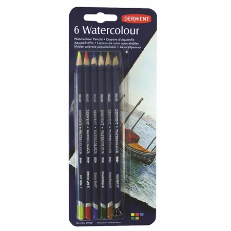 Kit Lapis de Cor Aquarelavel Derwent Watercolour Blister 6 Cores