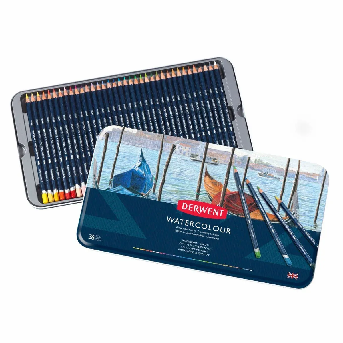 Kit Lapis de Cor Aquarelavel Derwent Watercolour Lata 36 Cores