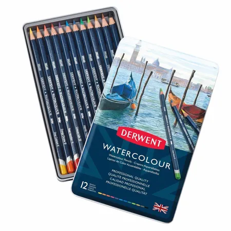 Kit Lapis de Cor Aquarelavel Derwent Watercolour Lata 12 Cores