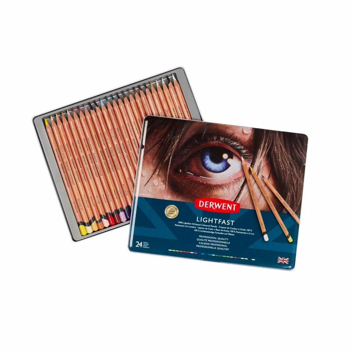 Kit Lapis de Cor Permanente Derwent Lightfast Lata 24 Cores