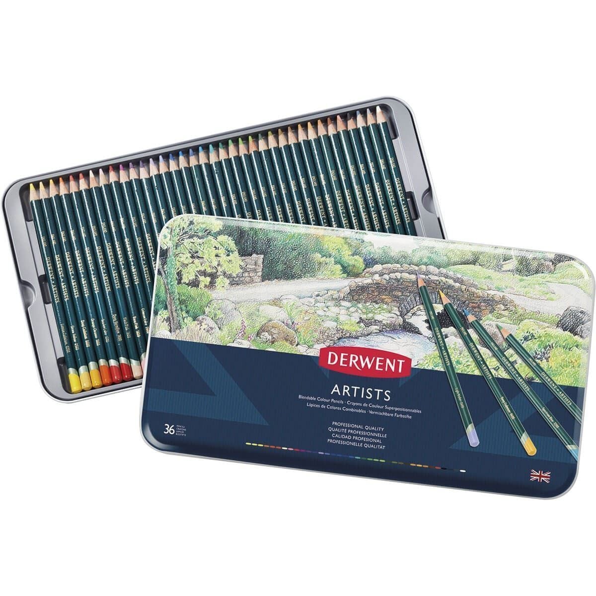 Kit Lapis de Cor Permanente Derwent Artists Lata 36 Cores