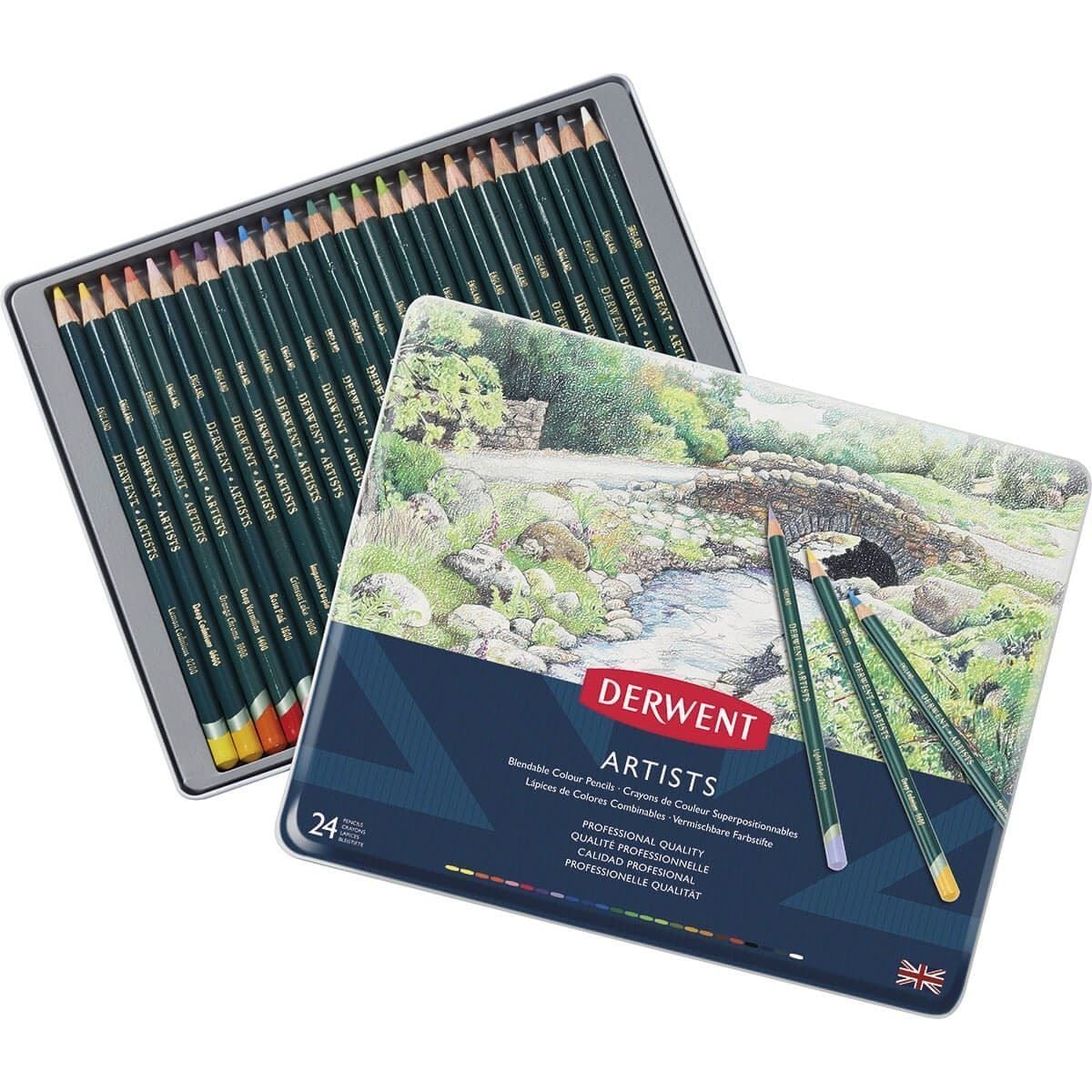Kit Lapis de Cor Permanente Derwent Artists Lata 24 Cores