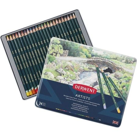 Kit Lapis de Cor Permanente Derwent Artists Lata 24 Cores
