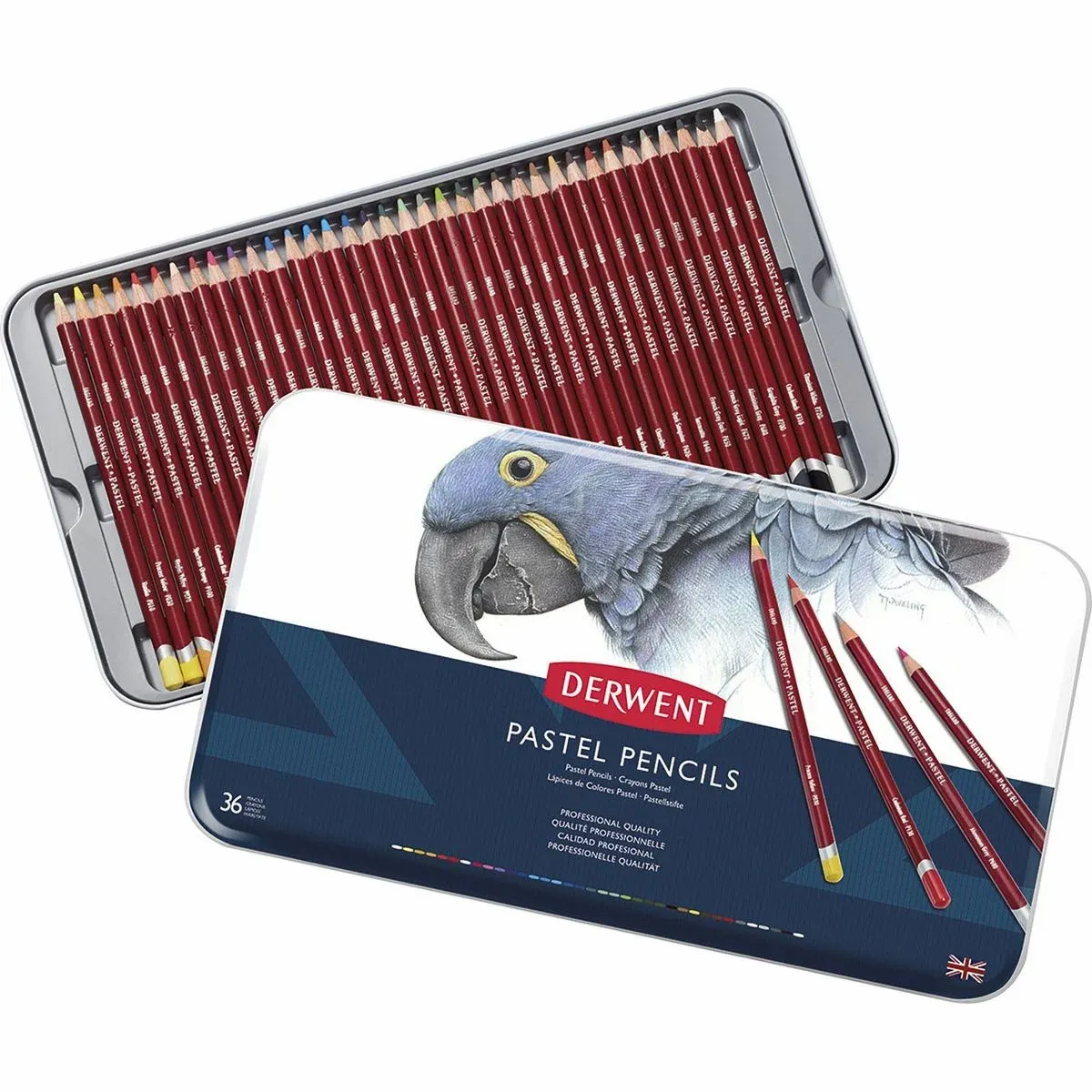 Kit Lapis de Cor Permanente Derwent Pastel Lata 36 Cores