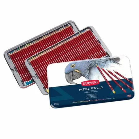 Kit Lapis de Cor Permanente Derwent Pastel Lata 72 Cores