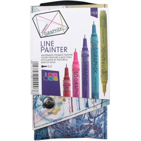 Kit Caneta Graphik Line Painter Derwent 5 Canetas Coloridas #03