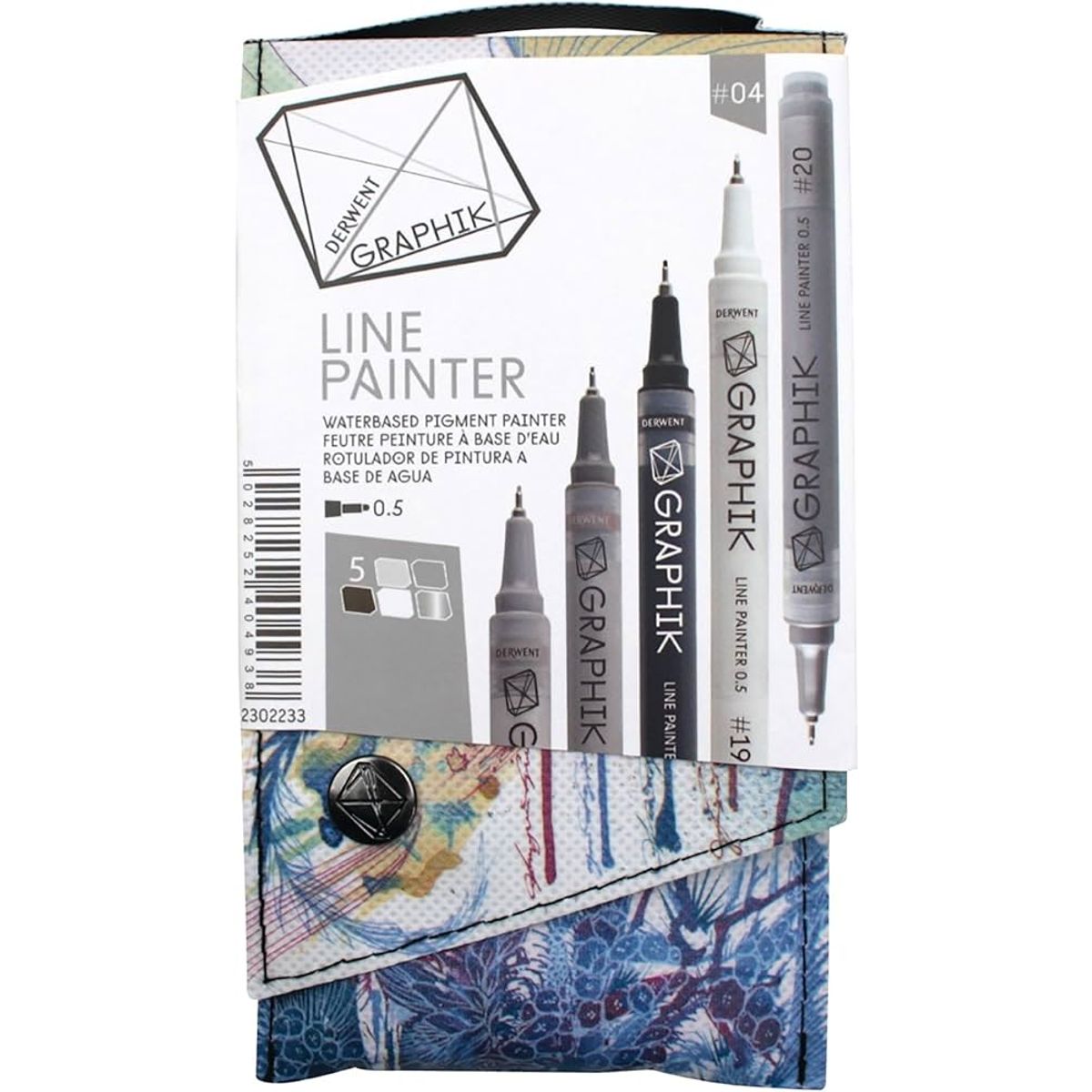 Kit Caneta Graphik Line Painter Derwent 5 Canetas Tons de Cinza #04