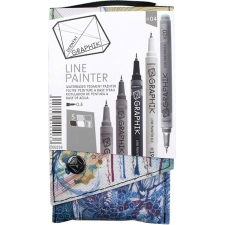 Kit Caneta Graphik Line Painter Derwent 5 Canetas Tons de Cinza #04
