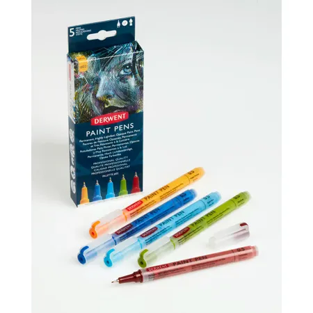 Kit Caneta Paint Pens Derwent 5 Canetas Coloridas #02