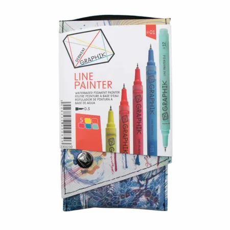 Kit Caneta Graphik Line Painter Derwent 5 Canetas Coloridas #01