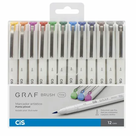 Kit Marcador Cis Graf Brush Fine 12 Cores