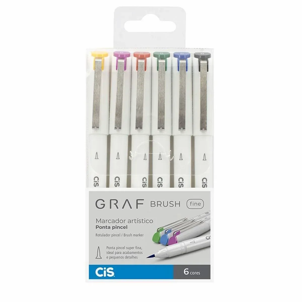 Kit Marcador Cis Graf Brush Fine 6 Cores