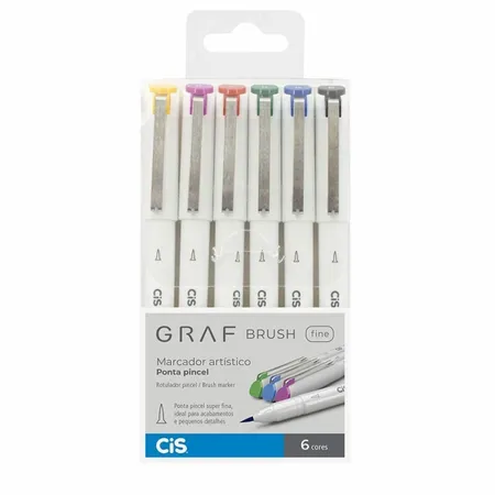 Kit Marcador Cis Graf Brush Fine 6 Cores