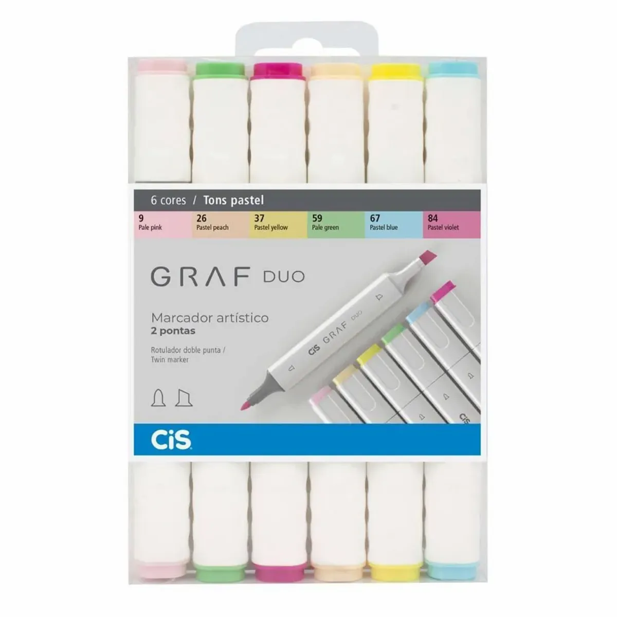 Kit Marcador Cis Graf Duo 6 Cores - Tons Pastel