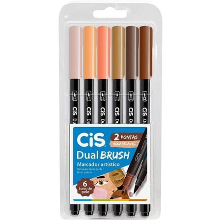 Kit Marcador Cis Dual Brush 6 Cores - Tons de Pele