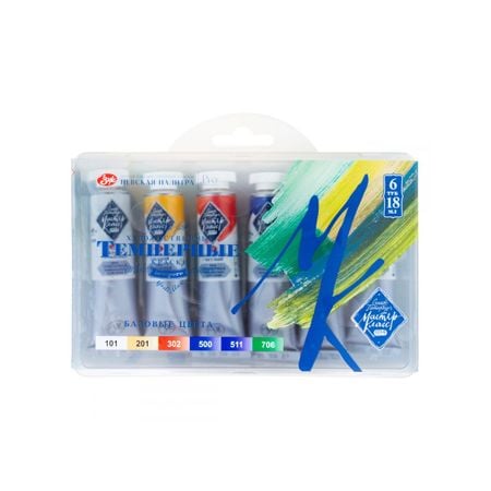 Kit Tempera Profissional Nevskaya Palitra Master Class 6 Cores 18ml - 2078