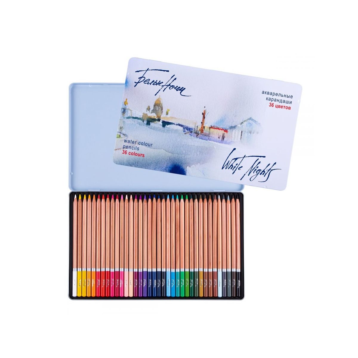 Lapis de Cor Aquarelavel White Nights 36 Cores Estojo Metal - 1330