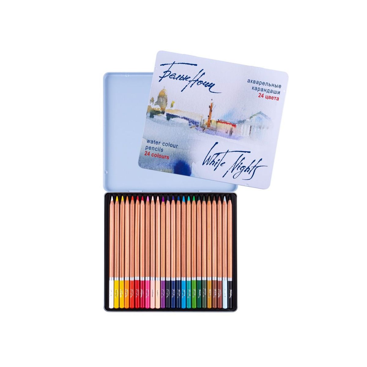 Lapis de Cor Aquarelavel White Nights 24 Cores Estojo Metal - 1256