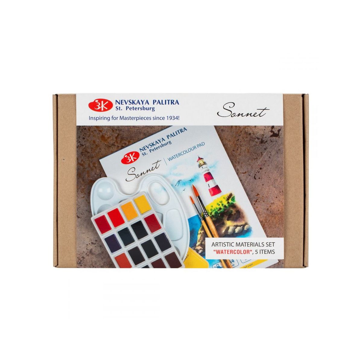 Kit Completo de Aquarela Plein Air Nevskaya Palitra Sonnet -1803