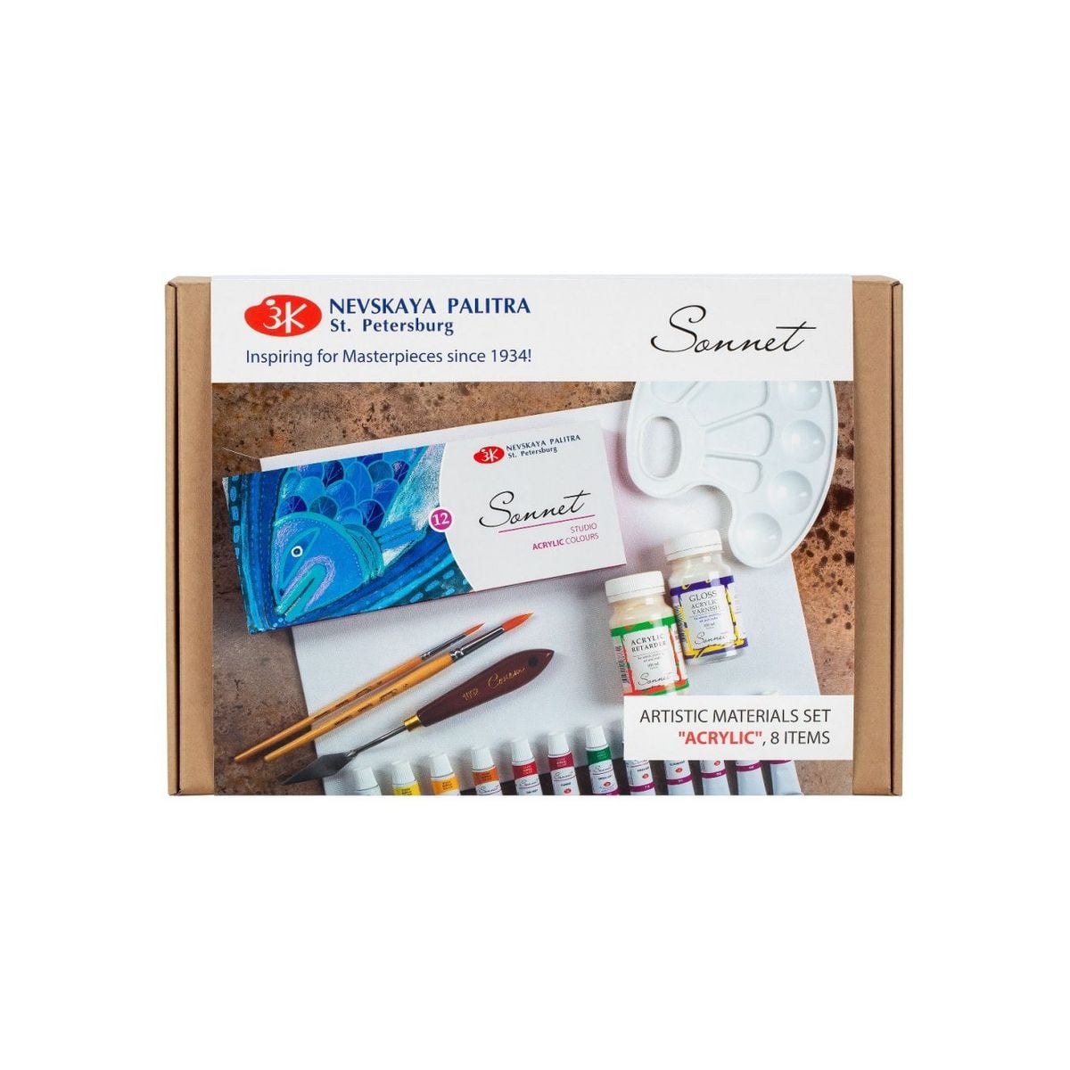 Kit Completo de Acrilica Plein Air Nevskaya Palitra Sonnet - 1804