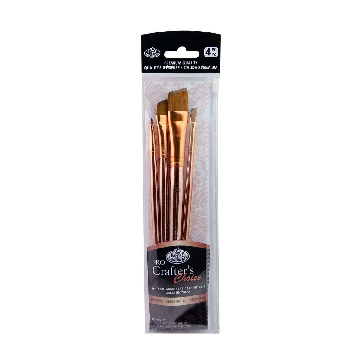 Kit Pincel Royal e Langnickel Crafters Choice Pro Rose Gold Angulares - RCC PRO101