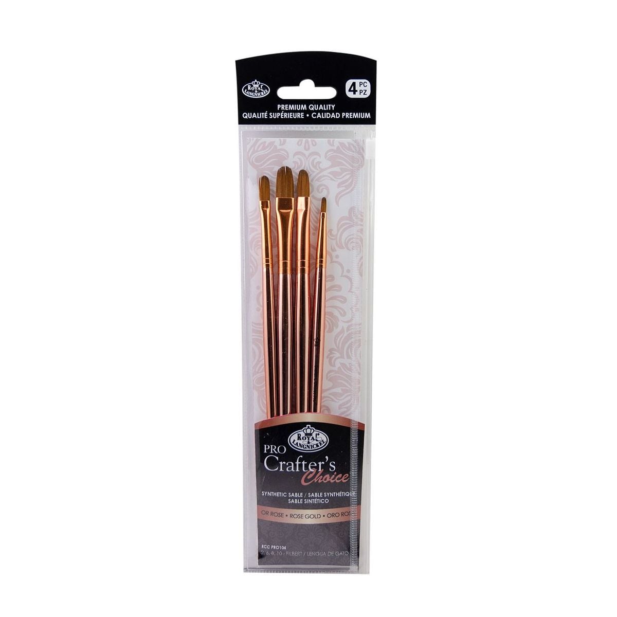 Kit Pincel Royal e Langnickel Crafters Choice Pro Rose Gold Filbert- RCC PRO104