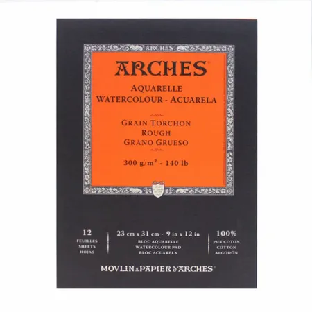 Bloco Aquarela Canson Arches 300g/m² 100% Algodão 23x31 Textura Rugosa
