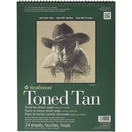 Bloco Desenho Strathmore Toned Tan 118g/m² 28x36 24 Folhas