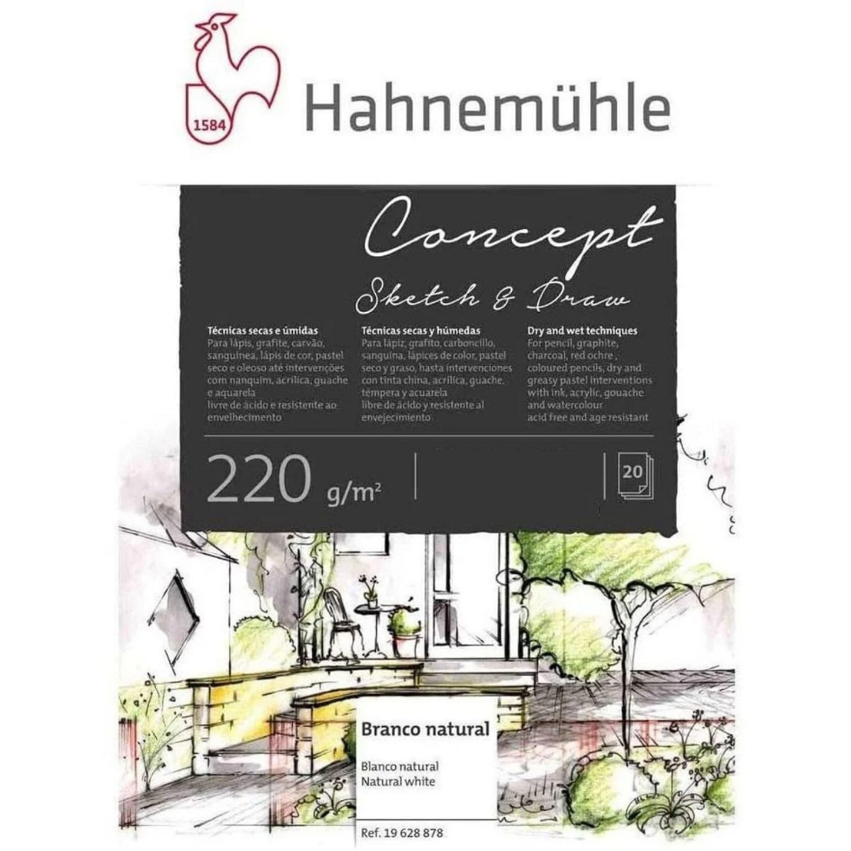 Bloco Desenho Hahnemuhle Concept Sketch & Draw 220g/m² 