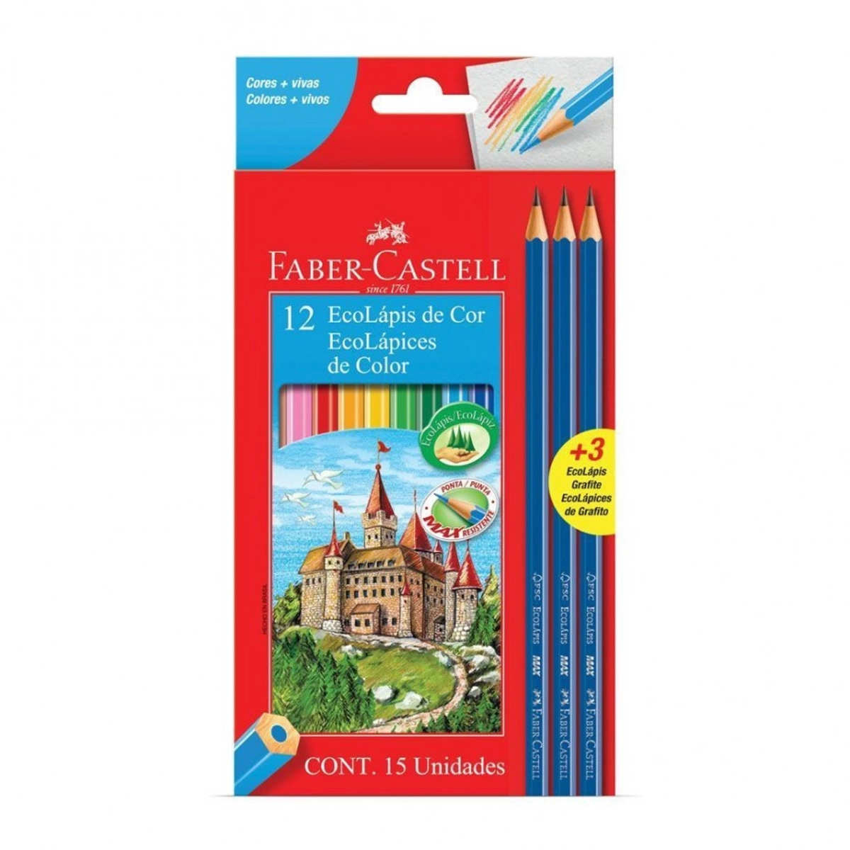 Lapis de Cor Faber Castell 12 Cores + 3 Grafites