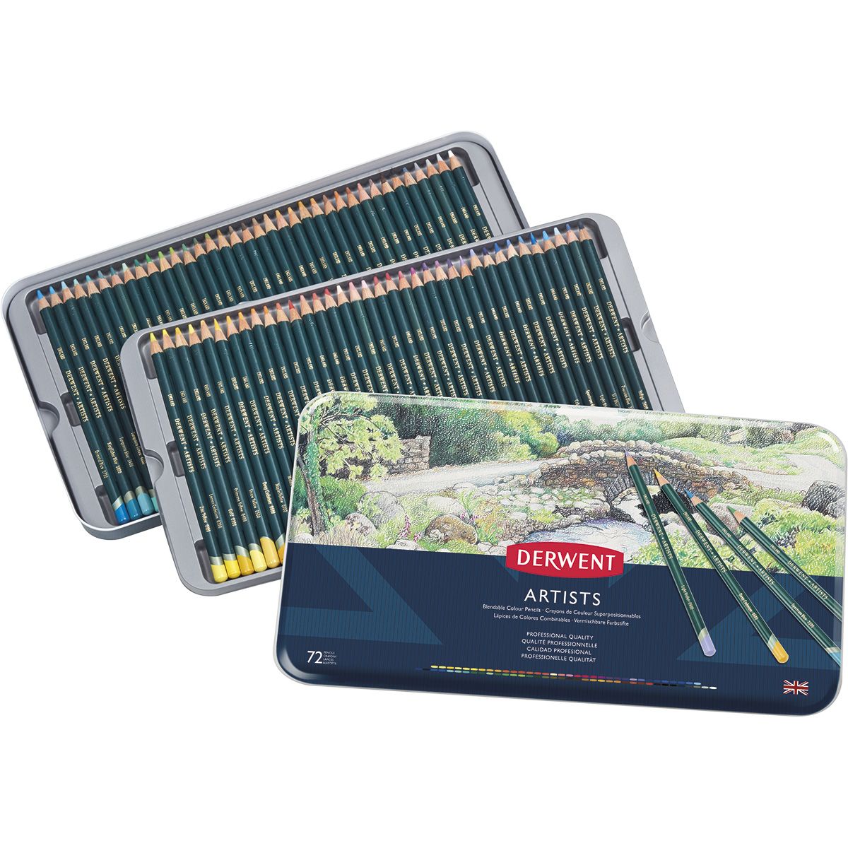 Kit Lapis de Cor Permanente Derwent Artists Lata 72 Cores