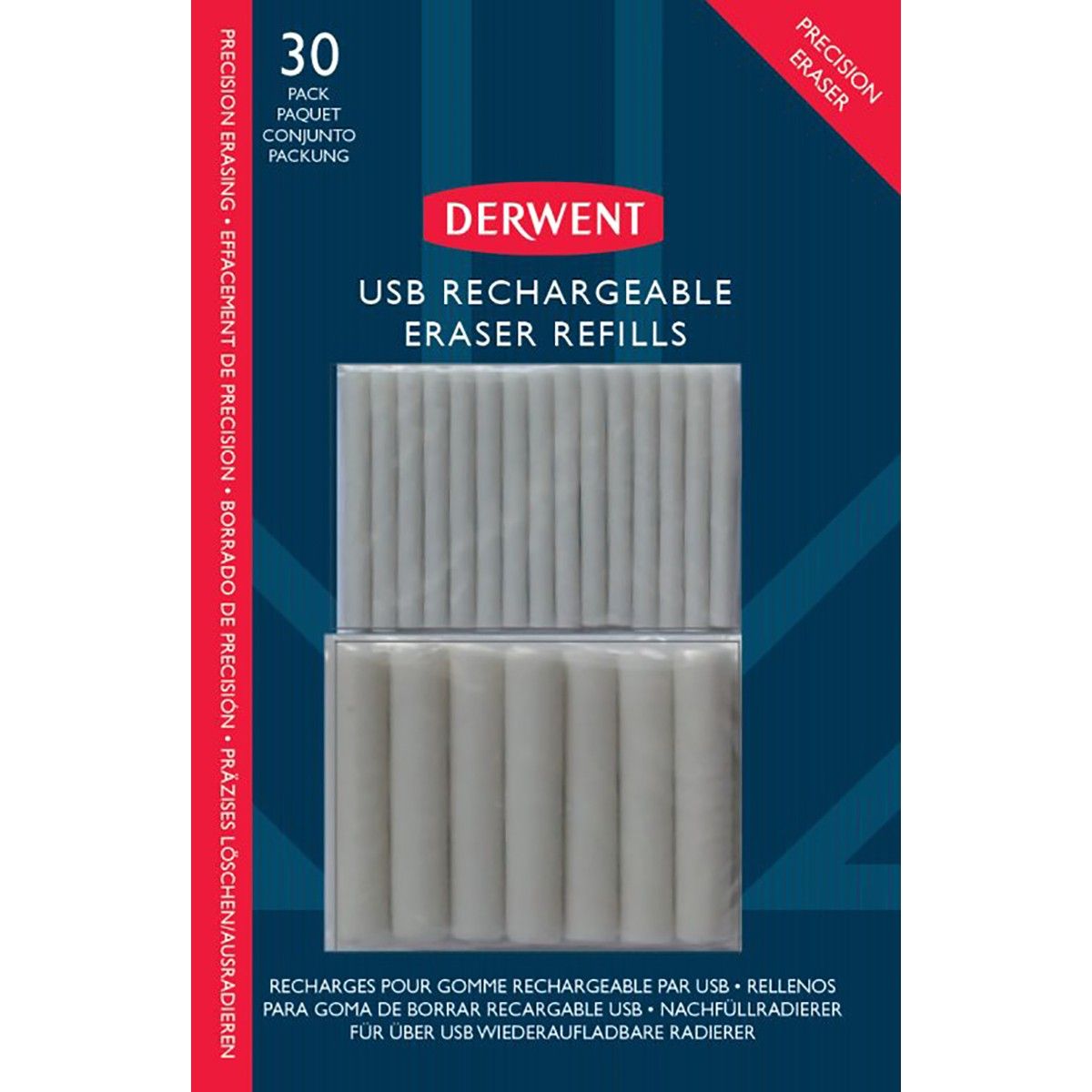 Refil para Borracha Eletrica USB Derwent 30 Unidades