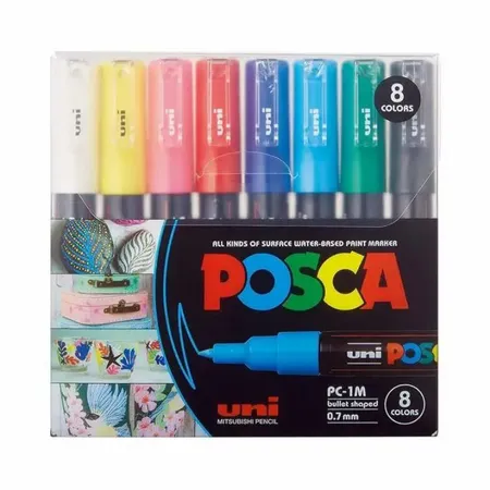 Kit Caneta Posca PC-1M 0.7 mm - 8 Cores