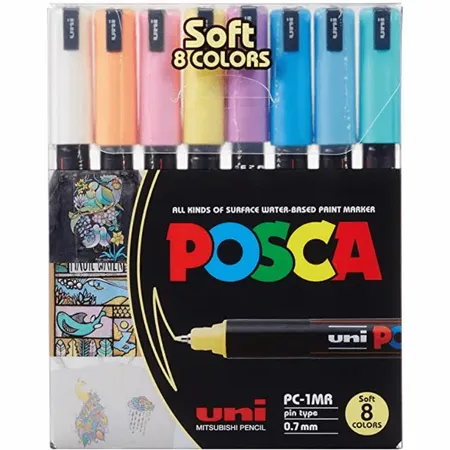 Kit Caneta Posca PC-1MR 0.7 mm - Soft Colors 8 Cores