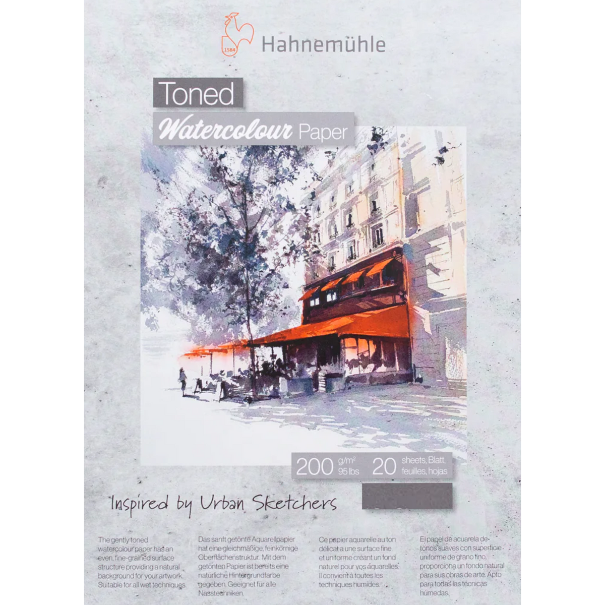 Bloco Aquarela Hahnemuhle Toned Watercolour 200g/m² Gray