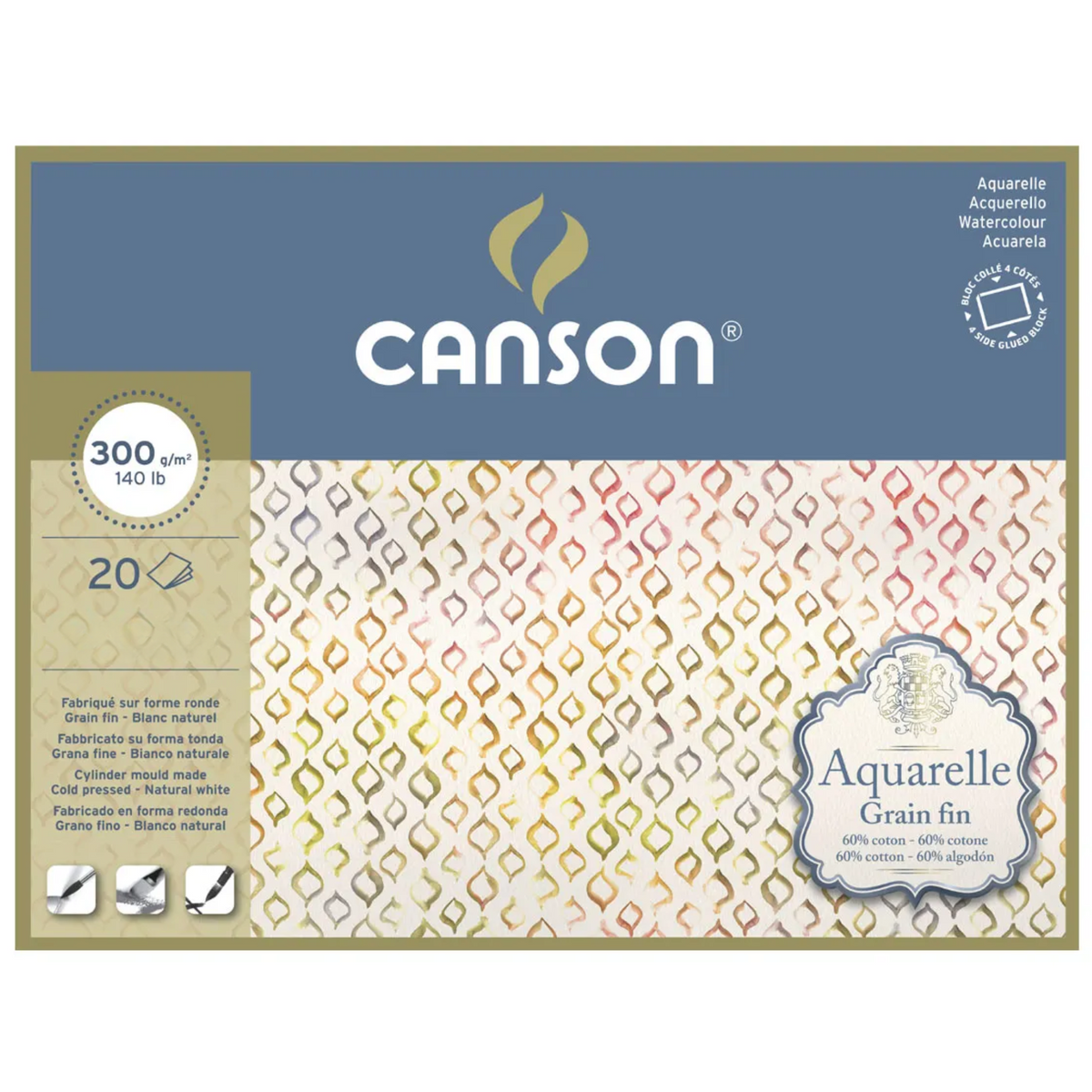 Bloco Aquarela Canson Aquarelle 300g/m² Textura Fina