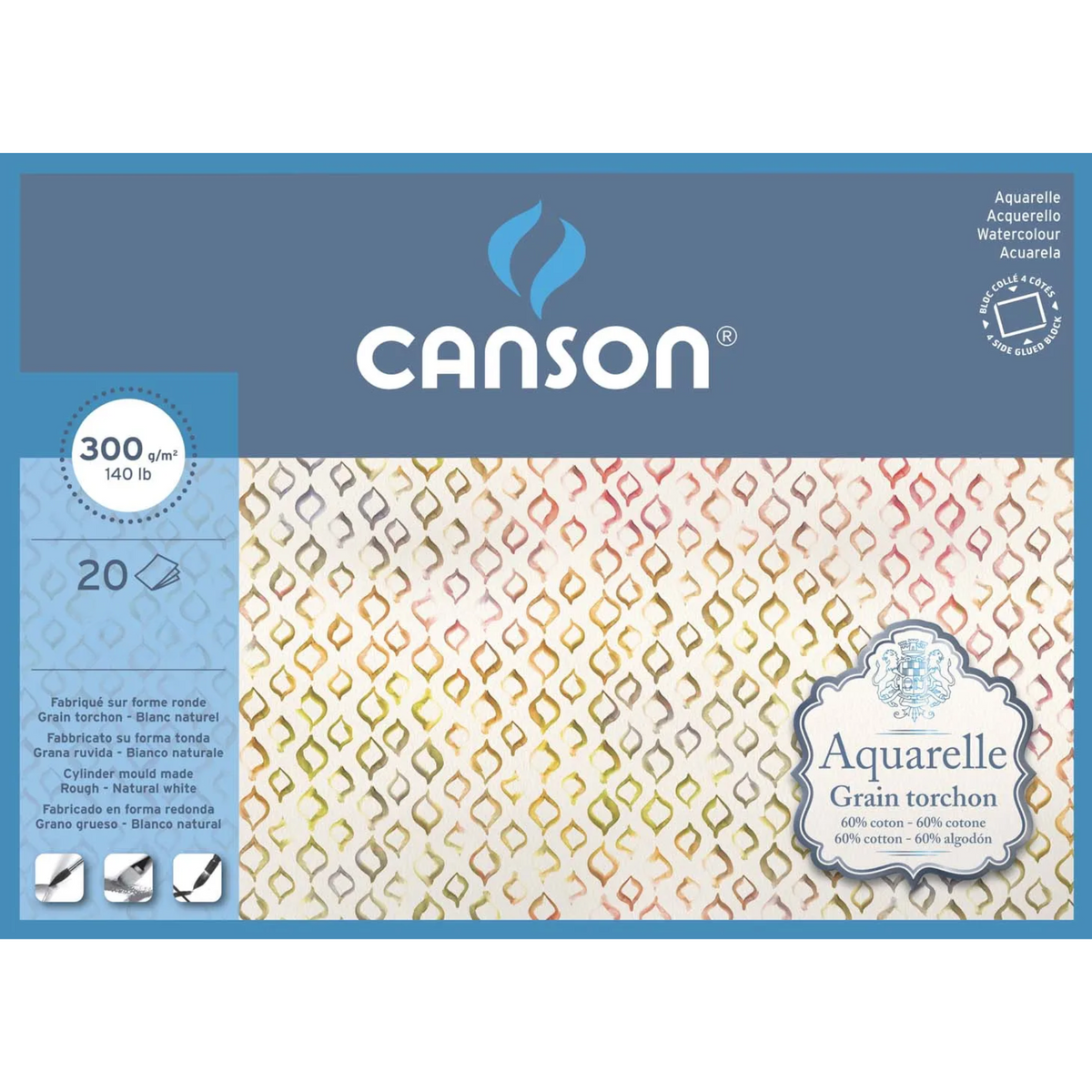 Bloco Aquarela Canson Aquarelle 300g/m² Textura Rugosa