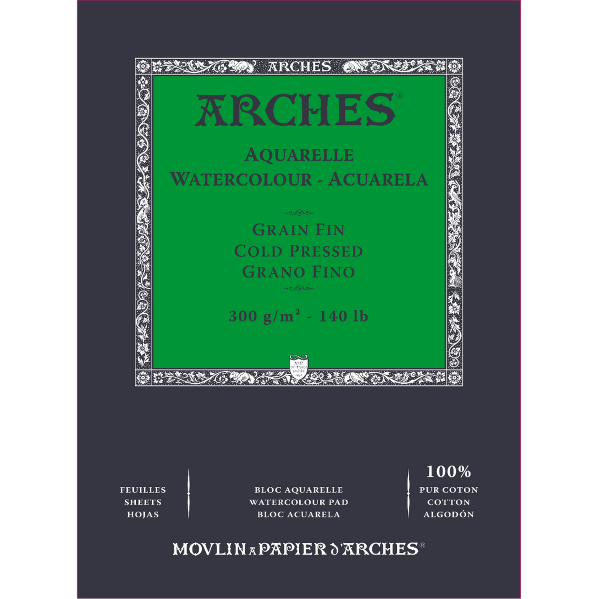 Bloco Aquarela Canson Arches 300g/m² 100% Algodão Textura Fina