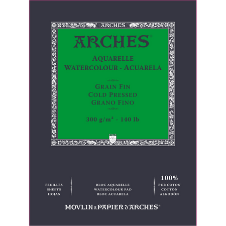 Bloco Aquarela Canson Arches 300g/m² 100% Algodão Textura Fina